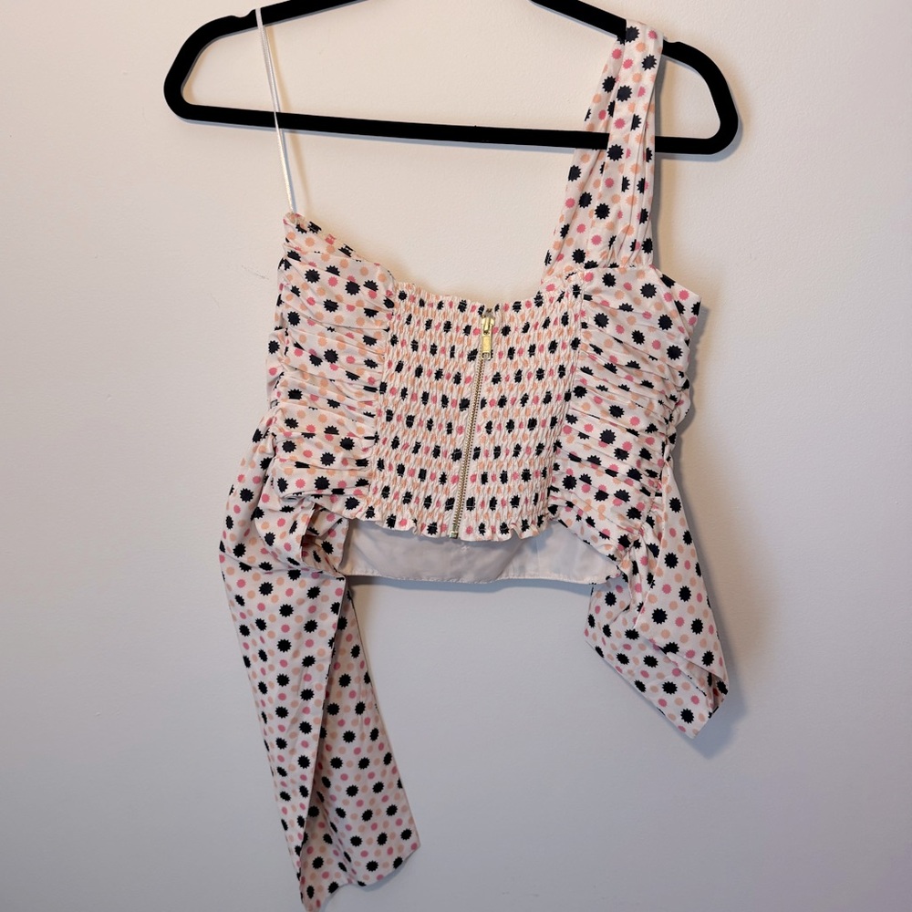 Anthro Maeve Neutral Motif Bow-Tie One-Shoulder Tank NWOT Sz 8 - Picture 10 of 10